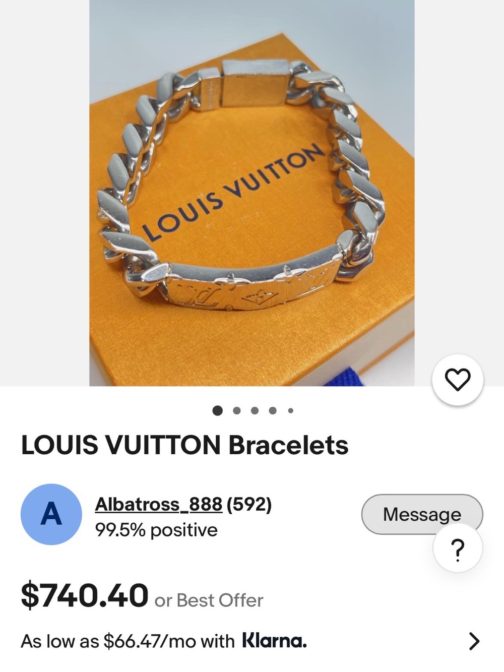 Louis Vuitton Monogram Silver Chain bracelet - Picture 6 of 8